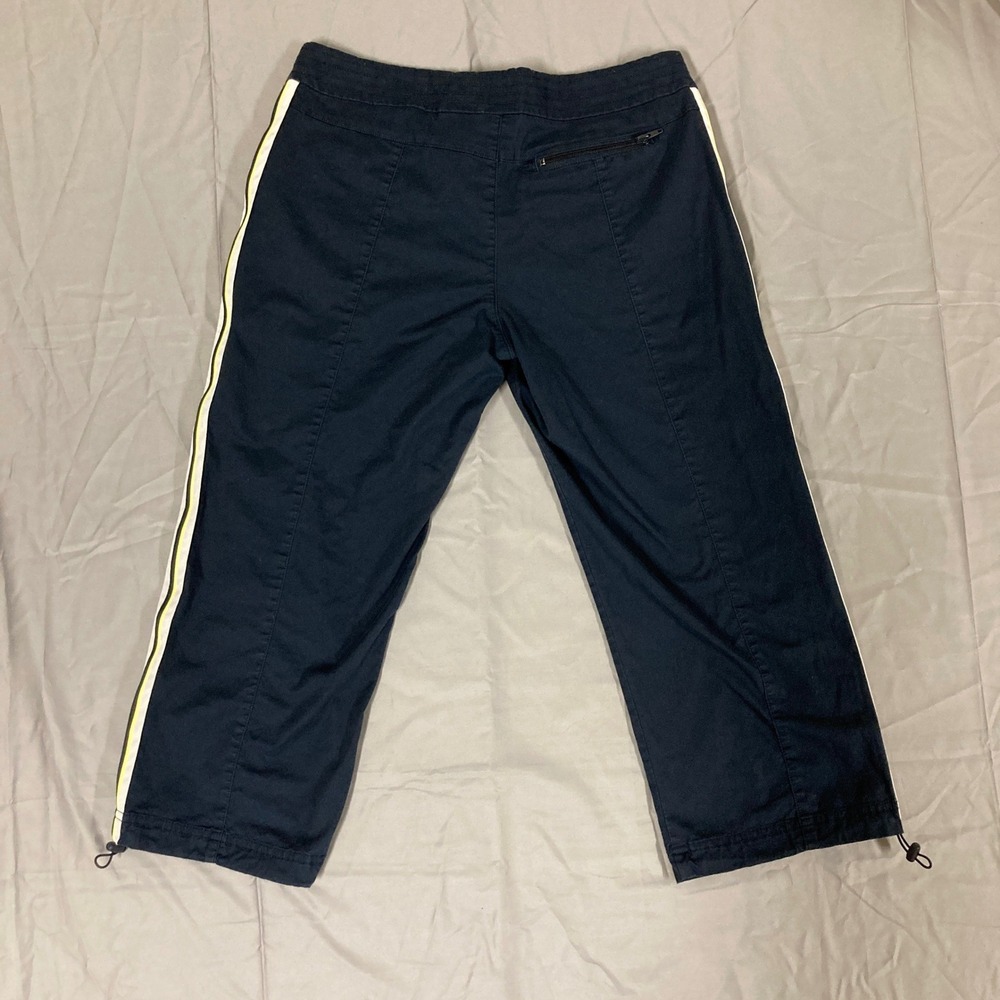 Nike Women Navy Blue Track Pants Cropped Athletic Side Stripe Drawstring Size M - Picture 5 of 8